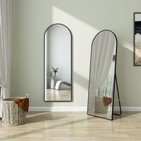 Full Length Mirror with Black Frame Rectangle Arched - Black / 150cm