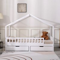 Wooden Bed Frame with 2 Drawers - White