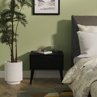 Hong Kong B Ready Assembled 1 Drawer Bedside - Black Matt