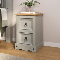Corona Grey 2 Drawer Bedside Table - Grey