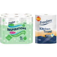 Freedom Aloe Vera Toilet Paper 45 Rolls with Kitchen Towels 6 Rolls - White