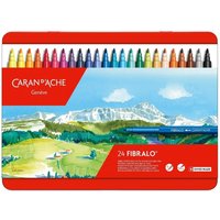 Caran d'Ache Fibralo 24 Water-Soluble Fibre Tip Colour Pens - Metal Tin - Assorted Colours
