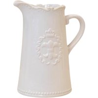 Four Candle White Ceramic Fleur De Lis Jug 19cm