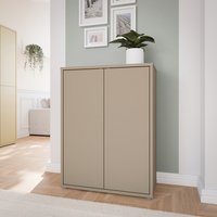 Alice Springs Shoe Cabinet with 2 Doors Push-Open in Butter Yellow - Taupe