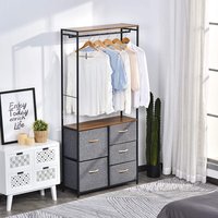 HOMCOM Chest Of Drawers Wth Coat Rack Frame - Black