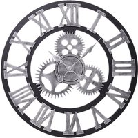 Industrial Large Luxury Silent Wall Clock for Home Decor - Silver