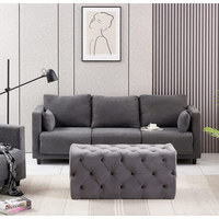 Melia Velvet Ottoman Bench Single - Grey