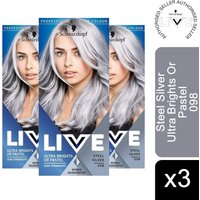 Schwarzkopf LIVE 098 Steel Silver Semi-Permanent Hair Colour - 098 Steel Silver / 3