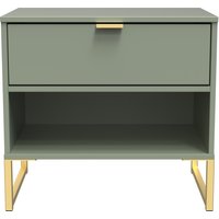 Diego Ready Assembled Double 1 Drawer Bedside Cabinet (Diego) - Reed Green