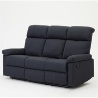 Brady Manual Recliner Sofa Suite Dark Grey Padded Fabric - Grey Fabric / 3