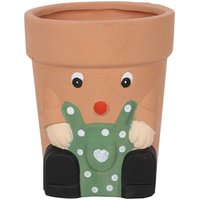 Dotty Style Pot Man Terracotta Plant Pot - Brown