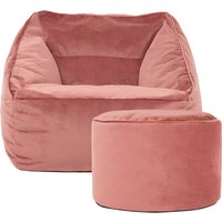 icon Natalia Velvet Armchair Bean Bag with Pouffe - Pink