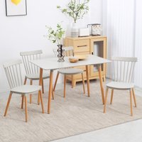 HOMCOM 5 Piece Dining Table and Chairs Set Space Saving Table and 4 Chairs - Grey