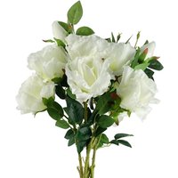 Pack of 6 x Artificial White Rose Stem - 18 flowers - White Rose