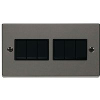 Black Nickel 10A 6 Gang 2 Way Light Switch - Black Nickel