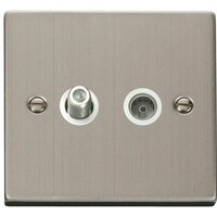 Stainless Steel Satellite Coaxial Socket 1 Gang - White