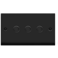 Matt Black 3 Gang 2 Way LED 100W Trailing Edge Dimmer Light Switch - Matt Black