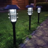 Set of 4 Solar Powered Stake Dusk to Dawn LED Garden Lights - Black