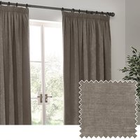 Heavy Chenille Velvet Pencil Pleat Curtains - Greige / 229cm / 168cm