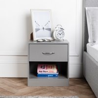 Bedside Table 1 Drawer Nightstand Table - Grey / 2