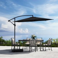 3M Cantilever Patio Parasol and Fillable Base with Wheels - Black