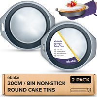 2 Pack Round Cake Tins - Black