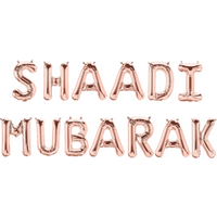 Shaadi Mubarak Foil Balloons Rose Gold - Pink