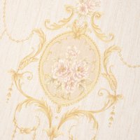 Vintage Non-Pasted Non-Woven Damask 3D Embossed Wallpaper Roll - Light Beige + Gold
