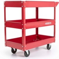 Workshop Tool Trolley with 3 Shelves - Red