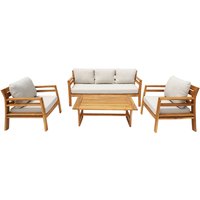 Abrihome Acacia Wood Outdoor Furniture Modular Sofas Tables Olifen Fabric - Teak color / 5 / 193cm / 72.5kg
