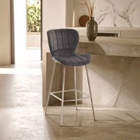 Warton Grey Velvet Bar Chair - Silver