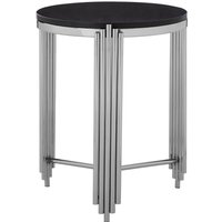 Clarice Granite Top Round Side Table - Silver