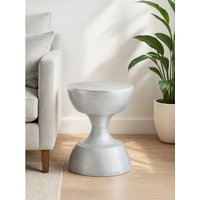 Matin Small Textured Aluminium Side Table - Silver