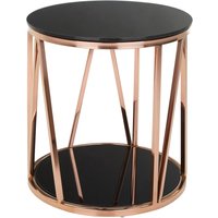 Alvaro Round Rose Gold Finish Side Table - Gold
