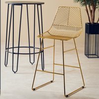 District Gold Metal Wire Tapered Bar Chair - Gold