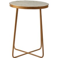 Shalimar Round Marble top Side Table With Cross Base - Gold
