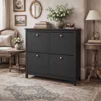 Gossmere Matt 4 Door Shoe Cabinet - Black