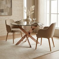 Allure Round Dining Table with Intersected Rose Gold Legs - Gold