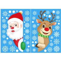 Christmas Santa and Rudolph PVC Window Stickers - PVC / Vertical