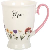 Mum Text Wildflower Pedestal Mug - White