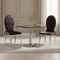 Silk Dining Purple Chair With Stainless Steel Legs - Purple