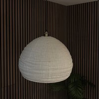 CGC Hester White Linen Large Round Open Easy Fit Hand Made Lampshade - Oatmeal