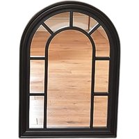 Black Window Style Arched Wall Mirror - Black