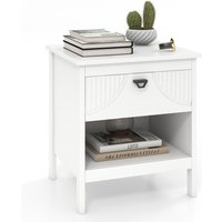 2-Tier End Table with Drawer - White