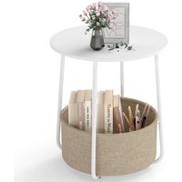 2-Tier Small Bedside Table - White