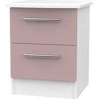 Knightsbridge Ready Assembled 2 Drawer Bedside Cabinet - Kobe Pink & White