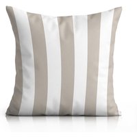 Wide Striped Large Outdoor Water-repellant Cushion Beige - Beige/White