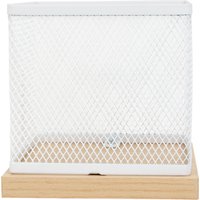 Wood Effect and White Mesh Pen Pot