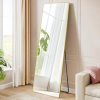 Full Length Standing Mirror with Aluminium Frame - gold