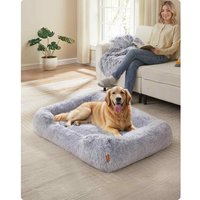 Soft Padded Pet Sofa Bed with Raised Sides, Washable Removable Cover, Non-Slip Bottom, Grey Ombré - Grey Ombré
